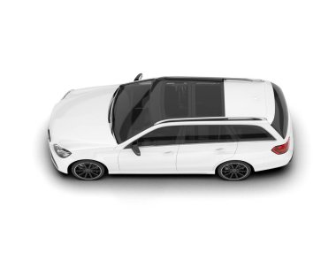 Arka planda izole edilmiş beyaz modern araba. 3d görüntüleme - illüstrasyon