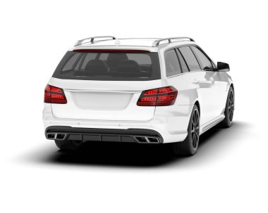 Arka planda izole edilmiş beyaz modern araba. 3d görüntüleme - illüstrasyon