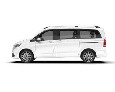 Arka planda izole edilmiş beyaz modern araba. 3d görüntüleme - illüstrasyon