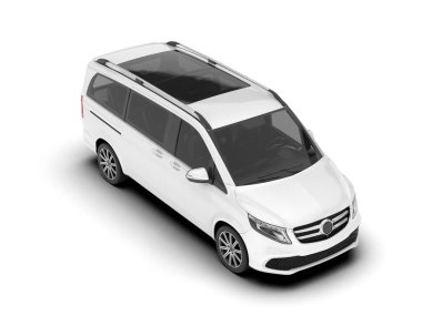 Arka planda izole edilmiş beyaz modern araba. 3d görüntüleme - illüstrasyon