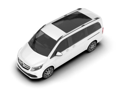 Arka planda izole edilmiş beyaz modern araba. 3d görüntüleme - illüstrasyon