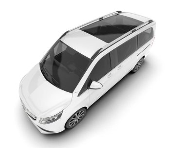 Arka planda izole edilmiş beyaz modern araba. 3d görüntüleme - illüstrasyon