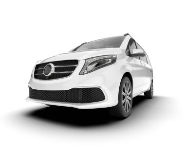 Arka planda izole edilmiş beyaz modern araba. 3d görüntüleme - illüstrasyon