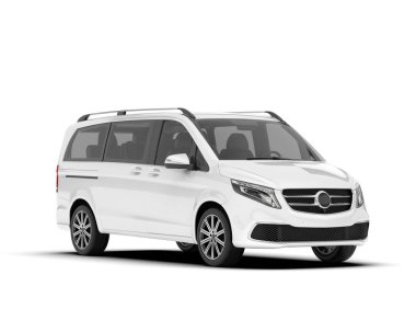 Arka planda izole edilmiş beyaz modern araba. 3d görüntüleme - illüstrasyon