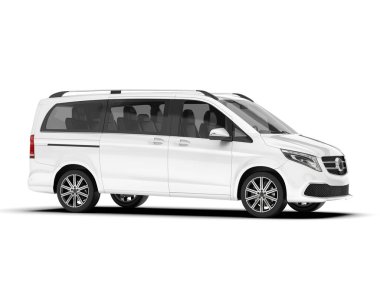 Arka planda izole edilmiş beyaz modern araba. 3d görüntüleme - illüstrasyon