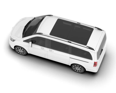 Arka planda izole edilmiş beyaz modern araba. 3d görüntüleme - illüstrasyon