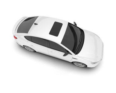 Arka planda izole edilmiş beyaz modern araba. 3d görüntüleme - illüstrasyon