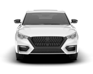 Arka planda izole edilmiş beyaz modern araba. 3d görüntüleme - illüstrasyon