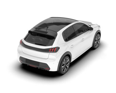 Arka planda izole edilmiş beyaz modern araba. 3d görüntüleme - illüstrasyon