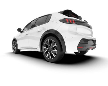 Arka planda izole edilmiş beyaz modern araba. 3d görüntüleme - illüstrasyon