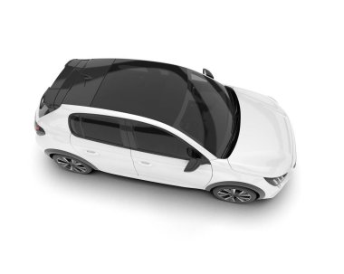 Arka planda izole edilmiş beyaz modern araba. 3d görüntüleme - illüstrasyon