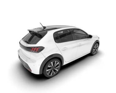 Arka planda izole edilmiş beyaz modern araba. 3d görüntüleme - illüstrasyon