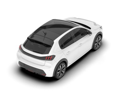 Arka planda izole edilmiş beyaz modern araba. 3d görüntüleme - illüstrasyon