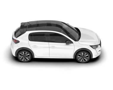 Arka planda izole edilmiş beyaz modern araba. 3d görüntüleme - illüstrasyon