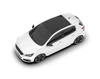 Arka planda izole edilmiş beyaz modern araba. 3d görüntüleme - illüstrasyon