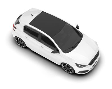 Arka planda izole edilmiş beyaz modern araba. 3d görüntüleme - illüstrasyon