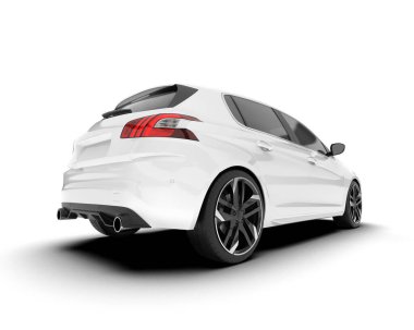 Arka planda izole edilmiş beyaz modern araba. 3d görüntüleme - illüstrasyon