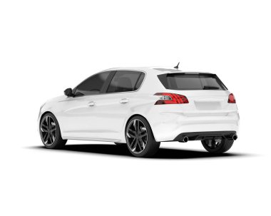 Arka planda izole edilmiş beyaz modern araba. 3d görüntüleme - illüstrasyon