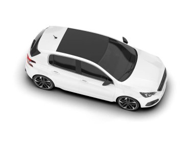 Arka planda izole edilmiş beyaz modern araba. 3d görüntüleme - illüstrasyon