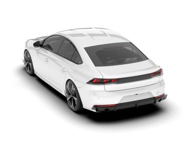 Arka planda izole edilmiş beyaz modern araba. 3d görüntüleme - illüstrasyon