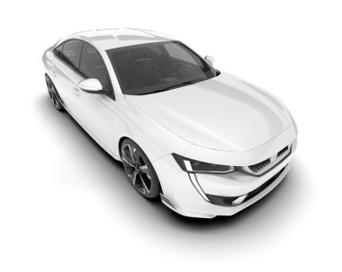 Arka planda izole edilmiş beyaz modern araba. 3d görüntüleme - illüstrasyon