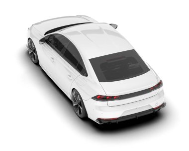 Arka planda izole edilmiş beyaz modern araba. 3d görüntüleme - illüstrasyon