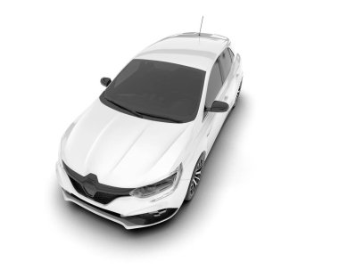 Arka planda izole edilmiş beyaz modern araba. 3d görüntüleme - illüstrasyon