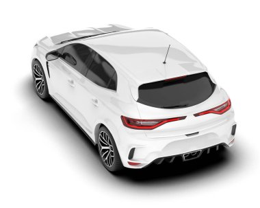 Arka planda izole edilmiş beyaz modern araba. 3d görüntüleme - illüstrasyon