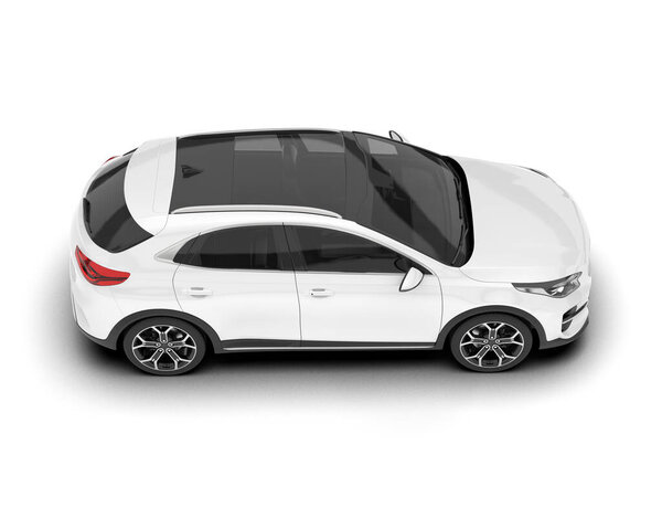 White modern car isolated on background. 3d rendering - illustration