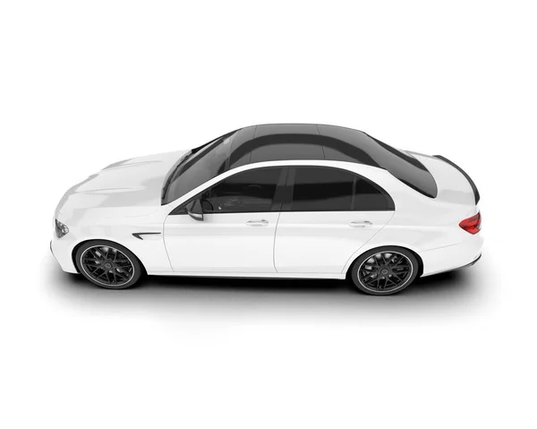 Carro Moderno Branco Isolado Fundo Renderização Ilustração — Fotografia de Stock