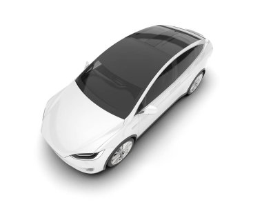 Arka planda izole edilmiş beyaz modern araba. 3d görüntüleme - illüstrasyon