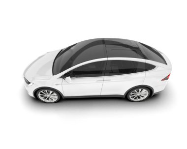 Arka planda izole edilmiş beyaz modern araba. 3d görüntüleme - illüstrasyon