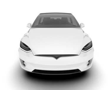 Arka planda izole edilmiş beyaz modern araba. 3d görüntüleme - illüstrasyon