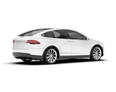 Arka planda izole edilmiş beyaz modern araba. 3d görüntüleme - illüstrasyon