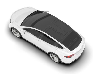 Arka planda izole edilmiş beyaz modern araba. 3d görüntüleme - illüstrasyon