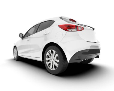 Arka planda izole edilmiş beyaz modern araba. 3d görüntüleme - illüstrasyon