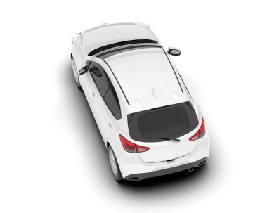 Arka planda izole edilmiş beyaz modern araba. 3d görüntüleme - illüstrasyon