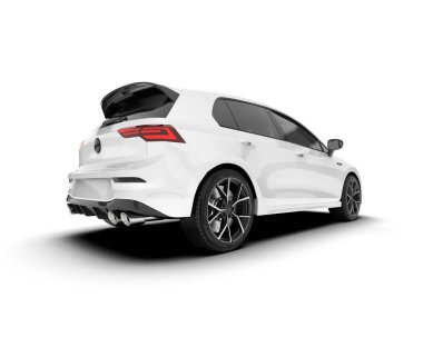 Arka planda izole edilmiş beyaz modern araba. 3d görüntüleme - illüstrasyon