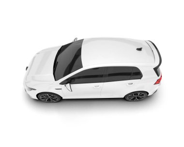 Arka planda izole edilmiş beyaz modern araba. 3d görüntüleme - illüstrasyon