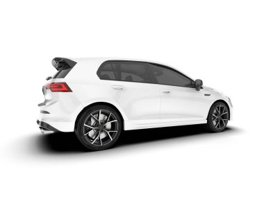 Arka planda izole edilmiş beyaz modern araba. 3d görüntüleme - illüstrasyon