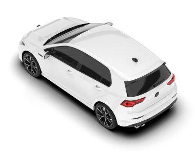 Arka planda izole edilmiş beyaz modern araba. 3d görüntüleme - illüstrasyon