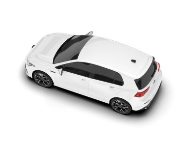 Arka planda izole edilmiş beyaz modern araba. 3d görüntüleme - illüstrasyon