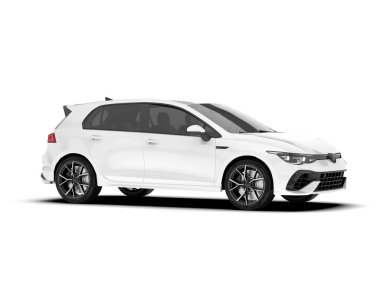 Arka planda izole edilmiş beyaz modern araba. 3d görüntüleme - illüstrasyon