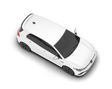 Arka planda izole edilmiş beyaz modern araba. 3d görüntüleme - illüstrasyon