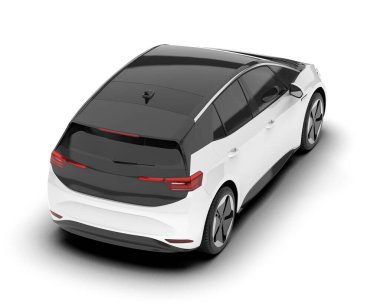 Arka planda izole edilmiş beyaz modern araba. 3d görüntüleme - illüstrasyon