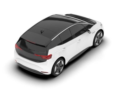 Arka planda izole edilmiş beyaz modern araba. 3d görüntüleme - illüstrasyon