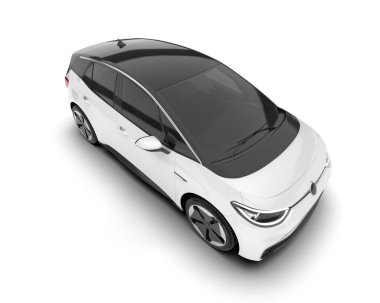 Arka planda izole edilmiş beyaz modern araba. 3d görüntüleme - illüstrasyon