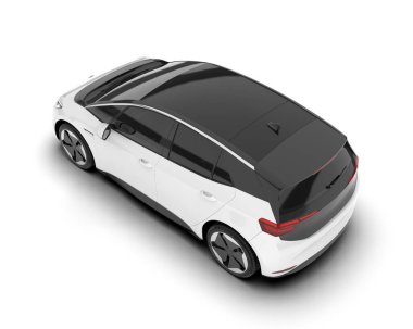 Arka planda izole edilmiş beyaz modern araba. 3d görüntüleme - illüstrasyon