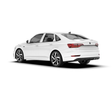 Arka planda izole edilmiş beyaz modern araba. 3d görüntüleme - illüstrasyon