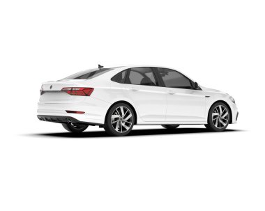 Arka planda izole edilmiş beyaz modern araba. 3d görüntüleme - illüstrasyon